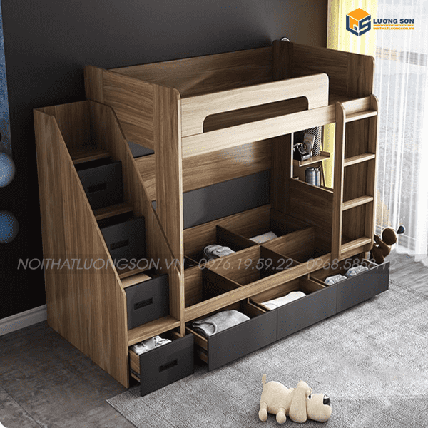 giường 3 ngăn kéo gỗ thông