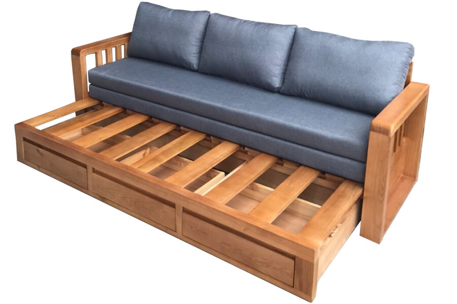 sofa giường gỗ sồi