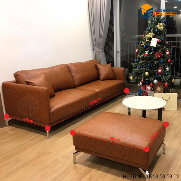Kích thước Sofa góc da thông minh màu da bò - SFD18